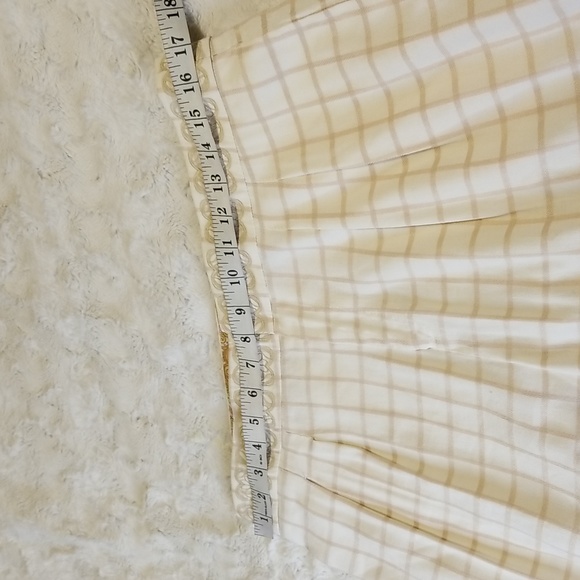 Anthropologie Elevenses Pants Womens Size 10 Wide Leg Cream Plaid Linen - Picture 9 of 14